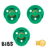BIBS Colour Sutter med navn i Cactus, pakke med3, rund, Latex, Størrelse 2